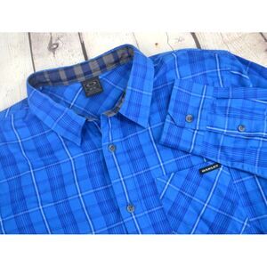 OAKLEY Men's Long Sleeve Button Front Shirt SIZE MEDIUM Blue Plaid